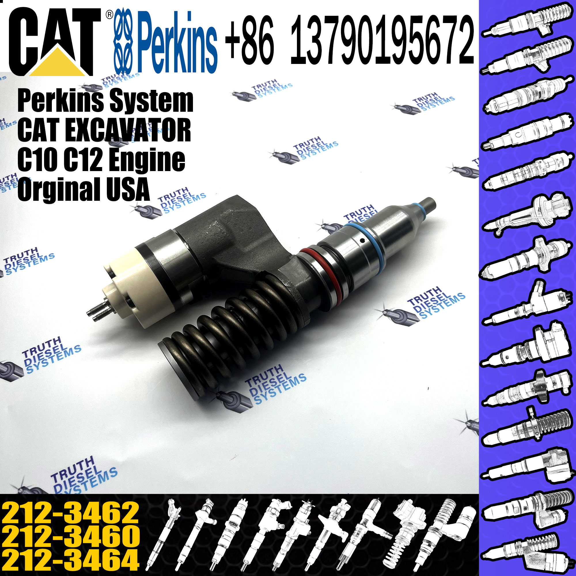 Good quality C13 Excavator Diesel fuel injector 239-4908 10R-1274 2394908 10R1274 2490713 212-3462