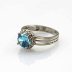 Women Jewelry 925 Silver Ring with Blue Topaz Cubic Zircon (R5)