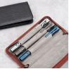 Buy cheap Genuine Leather Fountain Pen Case 3 Divided Slots Black Color, Zippered Pen Case Pouch from wholesalers