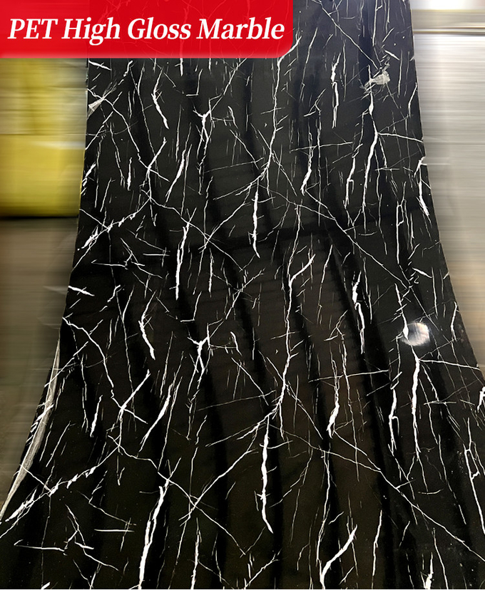 Factory Direct Sales 1.22*2.44 M PET High Gloss Marble Bamboo Charcoal Wall Panel