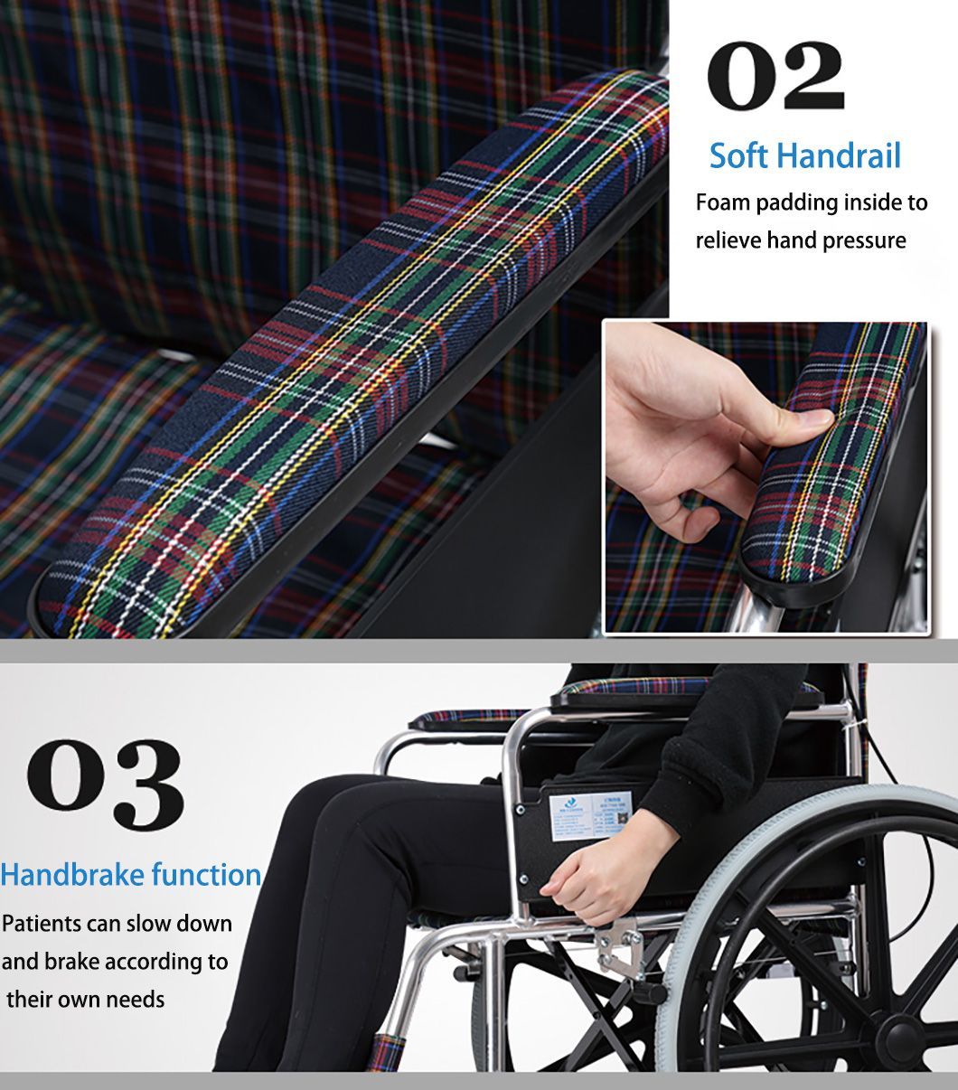 High Quality Multifunctional Manual Folding Steel Wheelchair