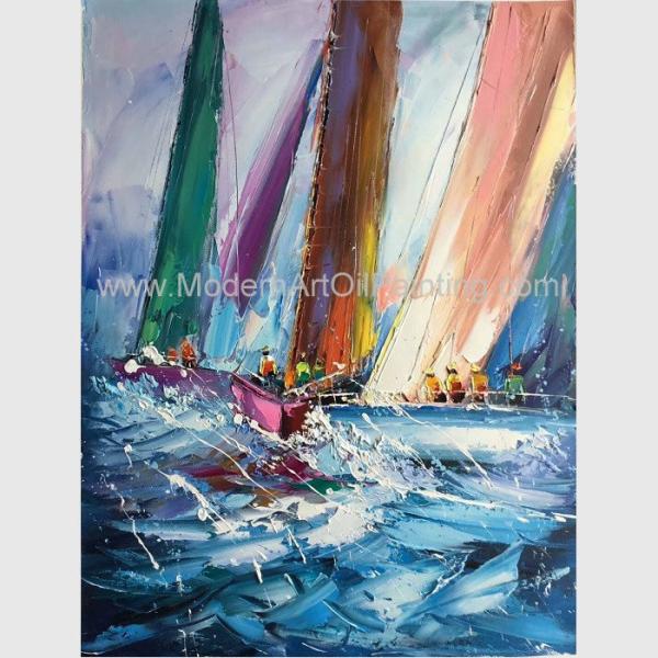 Buy cheap Abstract Palette Knife Sailing Boats Paintings, Hand Painted Thick Oil Canvas Art from wholesalers