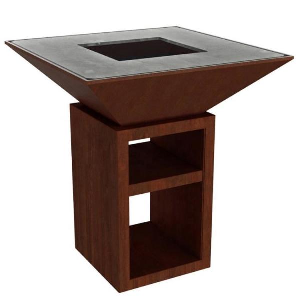 Buy cheap Outdoor Kitchen Tall Base Square Corten Steel Wood Burning Fire Pit Grill from wholesalers