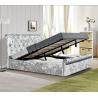 Buy cheap Crush Velvet Gas Lift Storage Bed OEM Silver Upholstered Double Bed Frame from wholesalers
