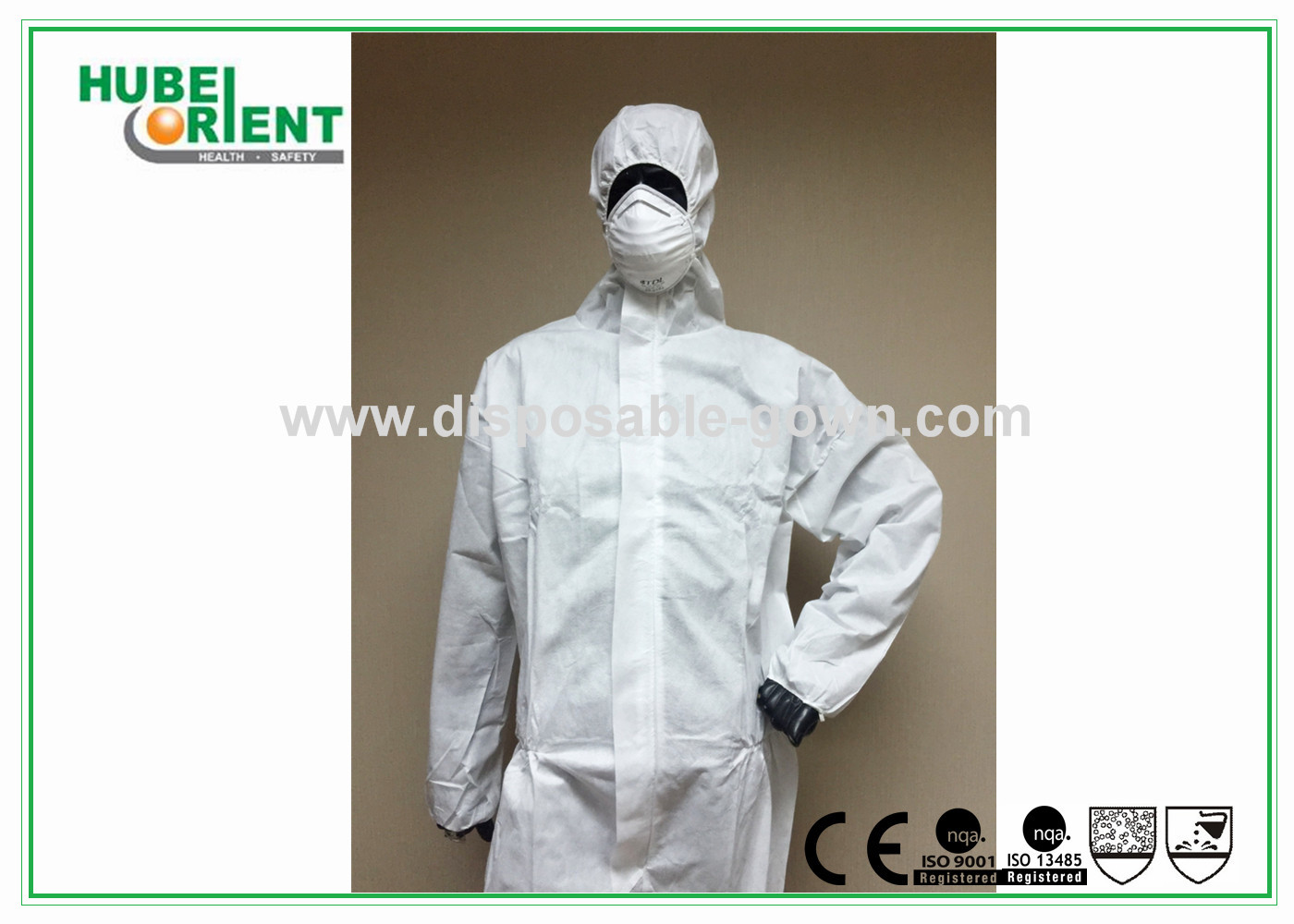 Splash Proof Protective Disposable Coveralls Type 5/Chemical Coverall Suit