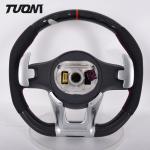 Alcantara Carbon Fiber Mercedes Benz Steering Wheel 35cm Custom Shape Red Stripe
