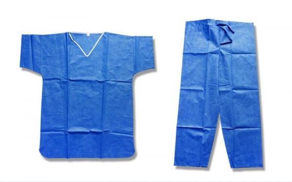 Buy cheap 3XL Dark Blue SMS Disposable Scrub Suit With Short Sleeve from wholesalers