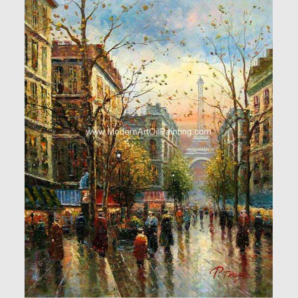 Buy cheap Contemporary Paris Street Scene Canvas Painting Palette Knife Stretching Frame from wholesalers