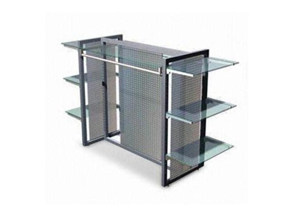 Buy cheap Clear Termpered Glass Shelf Garment Display Stand In Gray Color from wholesalers