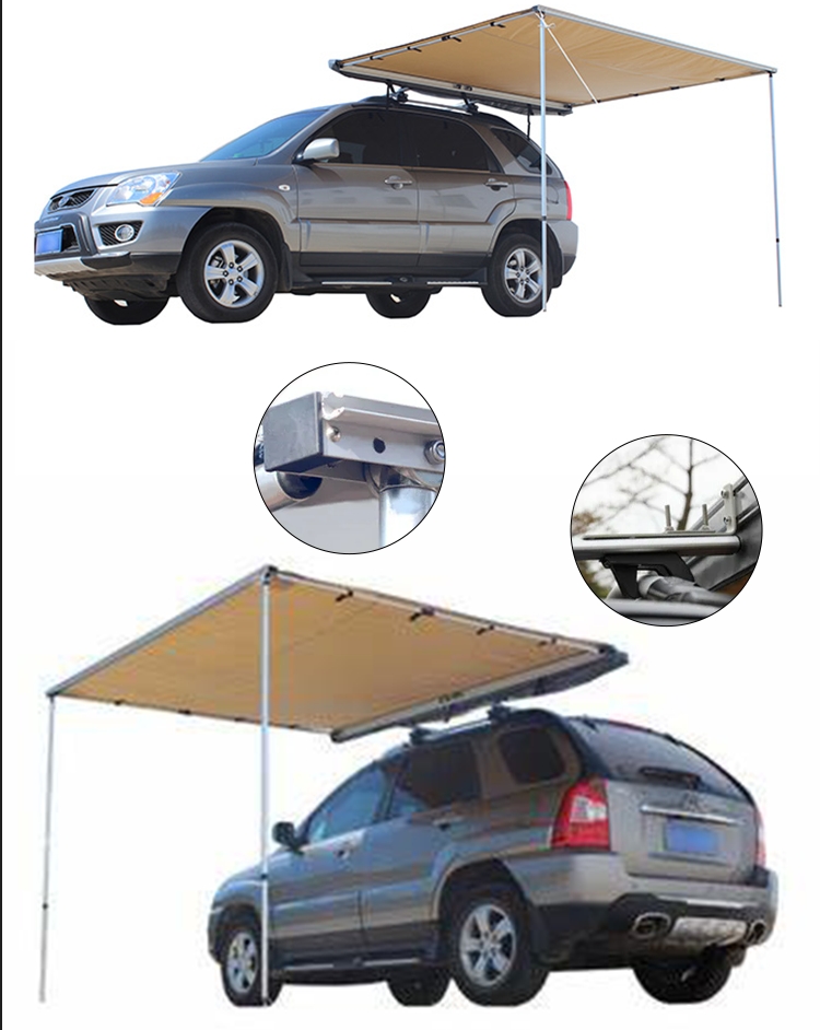 2024 Newest Nice 270 Retractable Car Roof Side Awning Tent with Wall Waterproof UV Proof