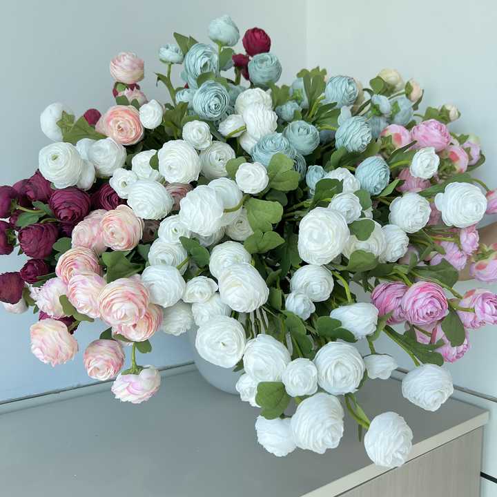 YOPIN-1140 Loose Artificial Peonies Peach Ranunculus Silk Peony Flowers Bouquet