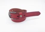 Women 's Fashion Embossed Leather Belt With Carved Buckle Red Color