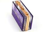 Elegant Purple Transparent Box Clutch Bag , Women Clear Acrylic Handbags