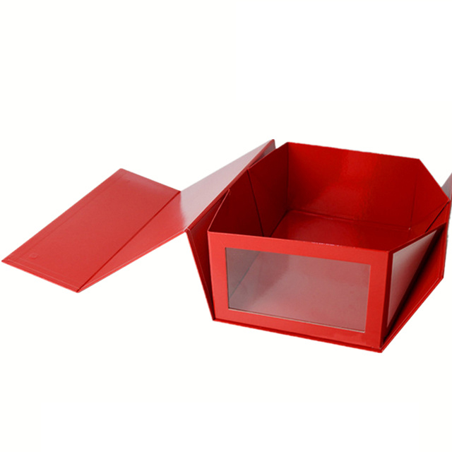 Custom Recycled Red Cardboard Shoe Boxes with PP Plastic Clear Window