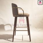 Restaurant Leather Bar Stool Stainless Steel Armrests With Back / Footrest