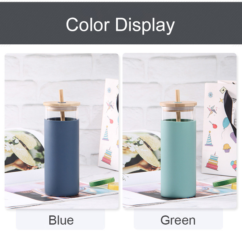 Safety Durable 500ml 600ml Bpa Free Glass Water Bottle With Bamboo Lid Borosilicate Glass Tumbler Multiple Color Ideal For Home School Office