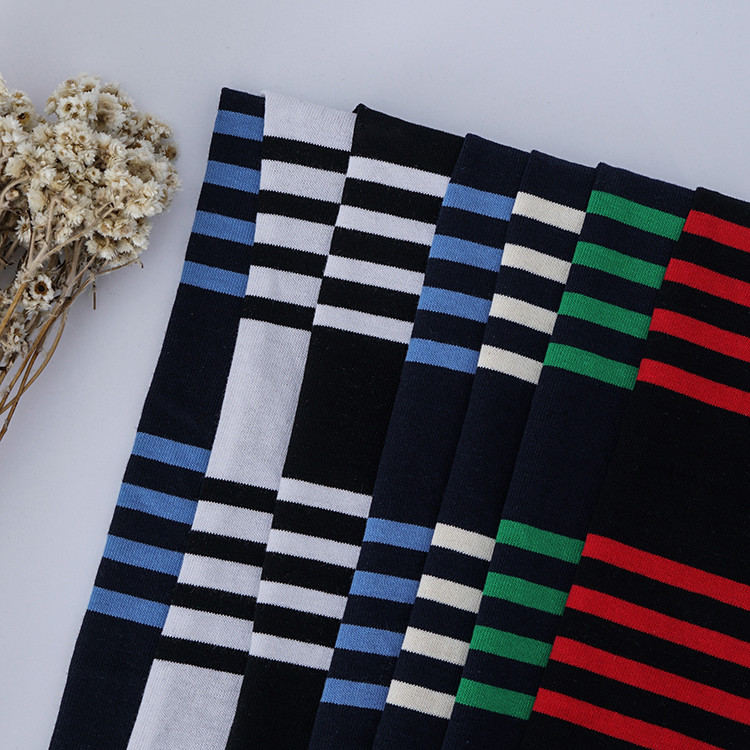 Smooth Striped Cotton Jersey Fabric Yarn Dye Plain Sweat Absorbing Material