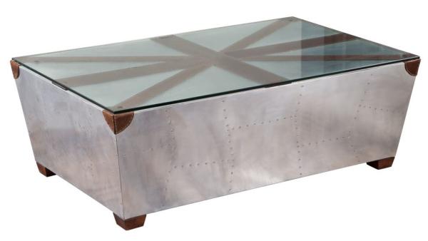 Buy cheap Union Jack Flag Aluminium Aviation Coffee Table With Glass Top from wholesalers