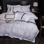 Home Custom 100% Cotton Satin Wide strip 60s Jet White Embroidery Luxury Duvet