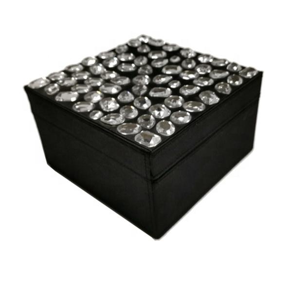 Handmade Luxury Fancy Jewelry Box With Mirror Black Color Custom Size