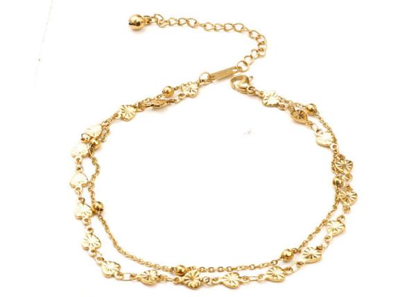 Buy cheap Titanium steel anklet bracelet 18k women's plated rose gold double-layer beach Bohemian ankle foot chain wholesale from wholesalers