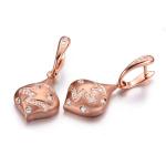 18K Rose Gold Diamonds Drop Pendant Earrings Ring Jewelry Set (GDSET004)