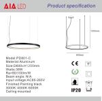 DIY black contemporary led ring pendant lamp led ring chandelier droplight
