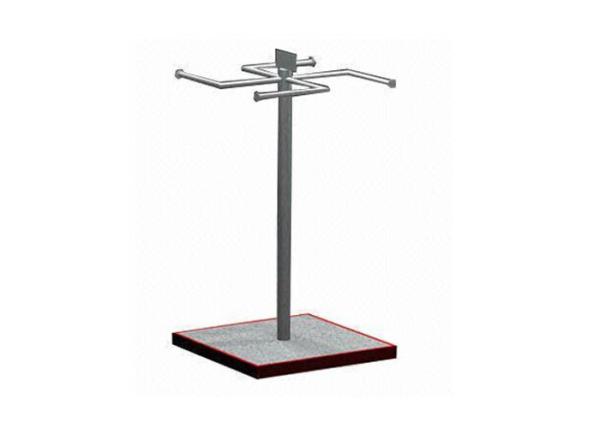 Buy cheap Square Wooden Base Garment Display Stand With Four Arms Hanging Tube from wholesalers