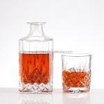 Beverage Industrial Luxury Emboss Square Whisky Glass Bottles with Sophisticated