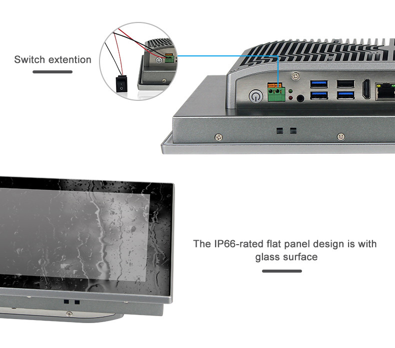 1920×1080 Resolution Touch Screen HMI Computer Fanless All In One Pc For Industrial Solutions