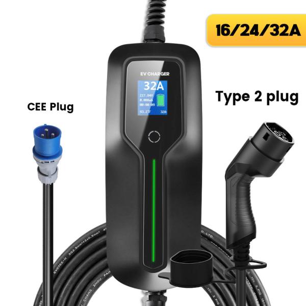 Buy cheap Electric Vehicle Car Charger EV Type 2 7KW Current 32A Portable CEE Plug 220V from wholesalers