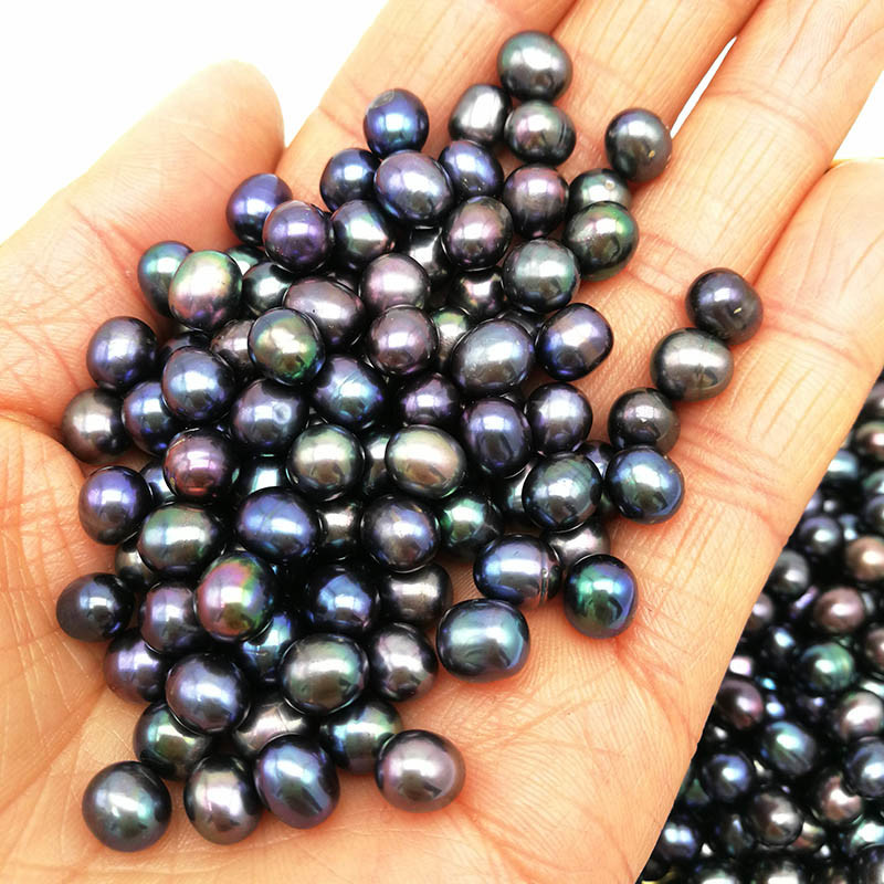Wholesale AAA Grade 6-7mm and 7-8mm no hole Rice Shape Black pearl Freshwater Loose Pearl Beads