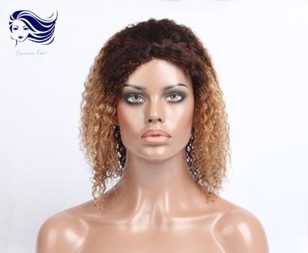 Buy cheap Curly Human Hair Front Lace Wigs Short Human Hair Wigs Ombre Color from wholesalers
