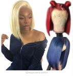 Buy cheap 18'' 100% Brazilian Unprocessed Human Hair Straight Bob Wig 613 Blonde Color from wholesalers
