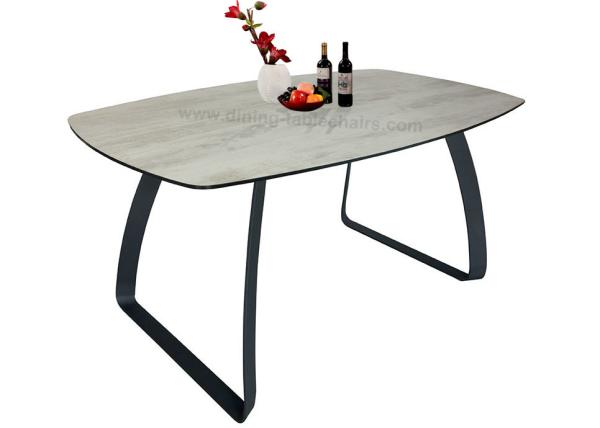 Buy cheap HPL Laminated Fixed Dining Table Horsebelly 1.6 Meter Stylish Legs 8 Seats from wholesalers