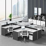 Modernity in Office Furniture Four Staff Desk and Chair Combination for Simple