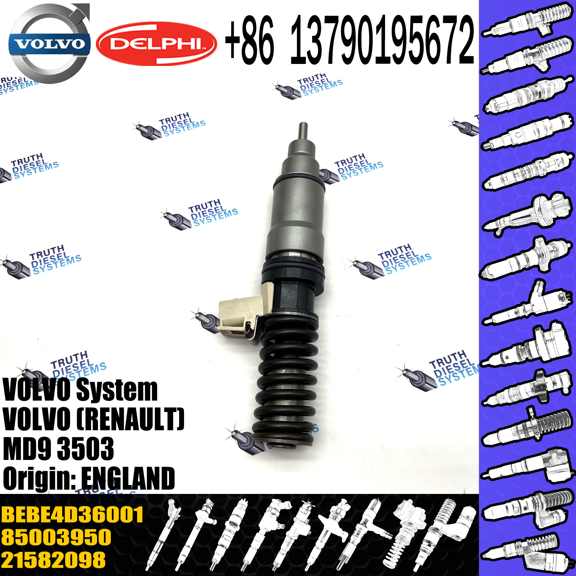 High Quality Diesel Fuel Injector 20747798 7421582098 21644600 85003950 BEBE4D36001 For VOL () MD9 3503