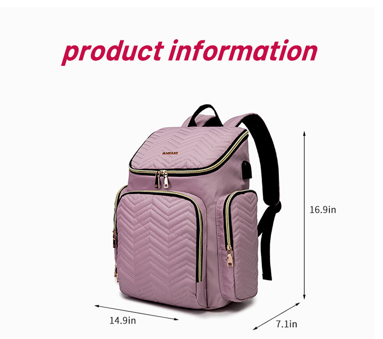 Embroidered Diaper Bag Backpack With USB