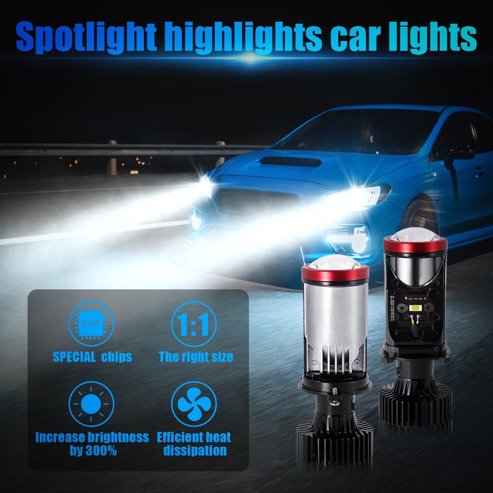 45W Y8 Mini Lens H4 LED Projector Spotlight Head Light Bulb For Car