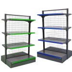Customized Color Metal Gondola Shelving Mesh Rack For Retail Store