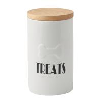 Buy cheap Cookie Biscuit Ceramic Dog Treat Jar , Ceramic Cat Treat Canister With Wood Lid product