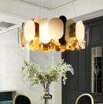 Minimalist luxury living room chandelier round metallic restaurant Panel