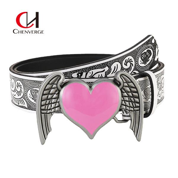 Buy cheap Fashion Pink Love Ladies Leather Belt For Engraved Pattern from wholesalers