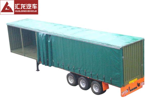 Leaf Spring Curtain Side Trailer , PVC Cover Soft Side Semi Trailer Submerged