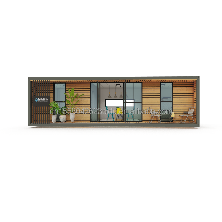 40ft Luxury Container Wooden House with 2 Bedrooms Prefabricated Home Office Modern Design Galvanized Steel Bending 180g