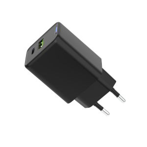 Buy cheap Dual Port Black GaN USB Charger with Fast Type C Charging Block EU Plug and 45W USB A Light Wall Charger from wholesalers