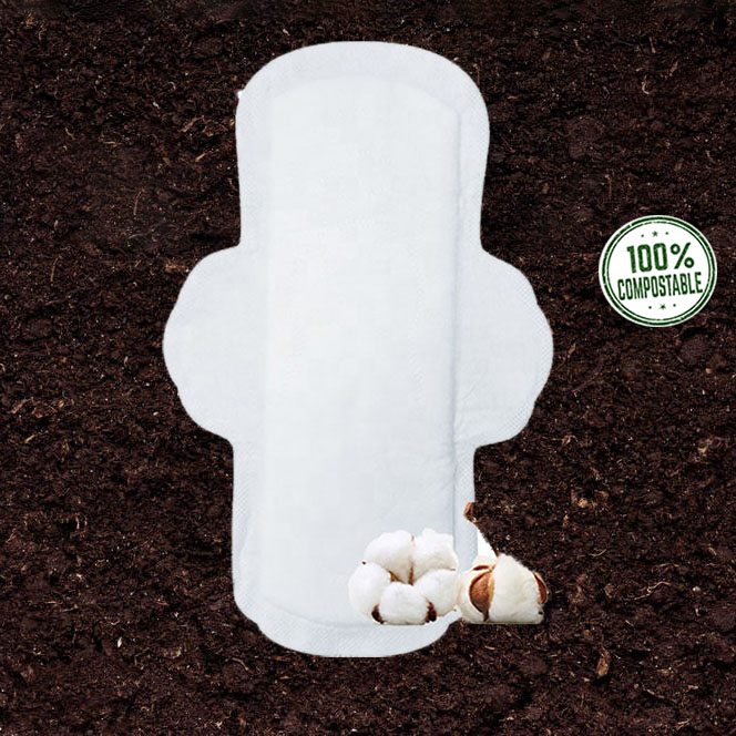 50ml-200ml Absorbency Women Menstrual Pads Organic Cotton Biodegradable Sanitary Napkins