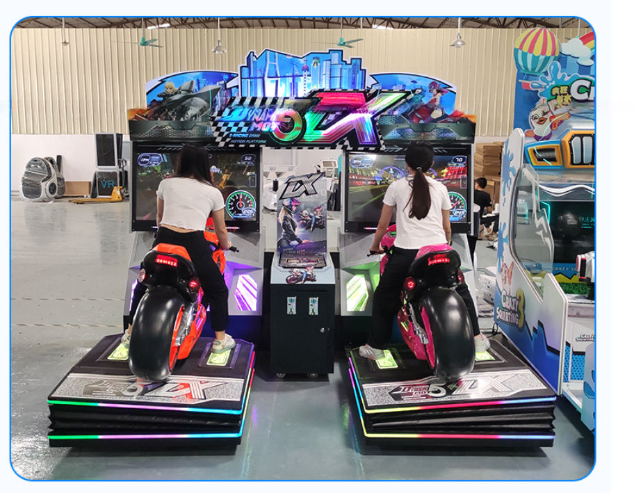 Dreamland double players arcade driving car game machine coin operated motorcycle simulator machine