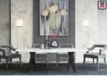 Hollowed Backrest Wood Restaurant Chairs Fully Upholstered In Gray Color Velvet