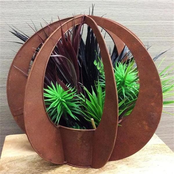 Buy cheap Large Outdoor Decorative Rusty Metal Corten Steel Garen Blade Ball Flower Pot from wholesalers